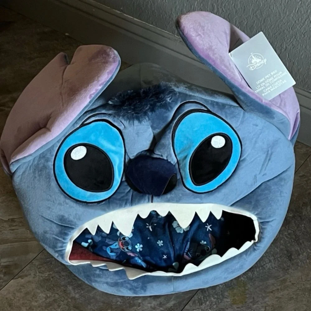 Disney Parks Blue Stitch Shaped Pet Bed Lilo & Stitch Ohana Dog Cat Bed New